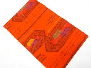 未使用品　手織り真綿紬　変わり亀甲模様織り出し名古屋帯